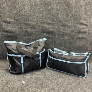 BeautiControl 2 Piece Travel Cosmetic Bag Set Black Blue Professional Organizer